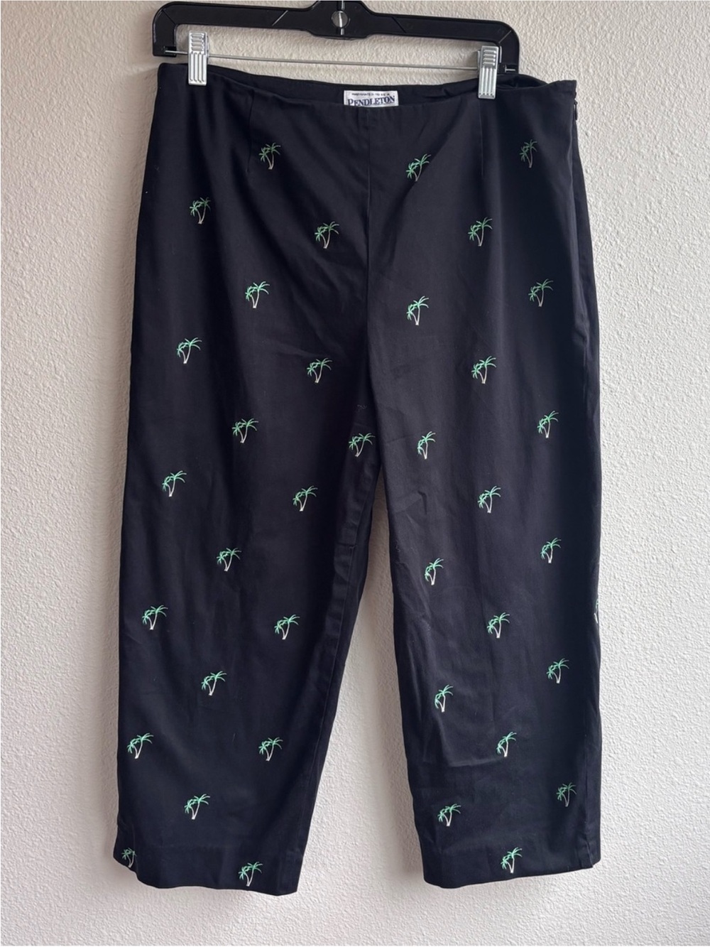Pendleton Cotton Palm Tree-Embroidered Casual Pants